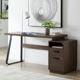 Home Office Computer Desk With Drawers Hanging Letter-size Files, 65 Inch Writing Study Table With Drawers