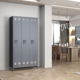 Metal Storage Locker For Employees, 72 Employee Locker With 3 Doors&9Hooks For School Gyms Homes Garages Offices Study With Assembly Required, Light G