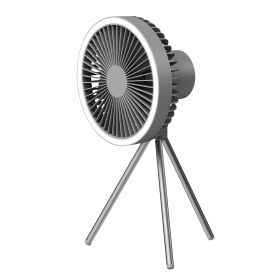 Camping Fan With Lantern Rechargeable Battery Powered Portable Tripod Fan For Tent With Hanging Hook Carabiner Emergency Power Bank Desk Fan With Time