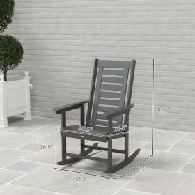2 Pieces Outdoor Rocking Chairs, HDPE Patio Rockers With 28 High Back, Wide Armrests For Porch Backyard, Dark Gray