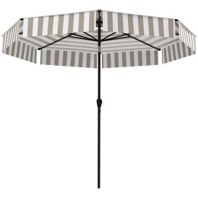 8.6FT Patio Umbrella,  Outdoor Market Umbrella, 2-Tier Vented Patio Table Umbrella With Crank 8 Ribs, Tiltable Porch Umbrella For Garden Deck Poolside