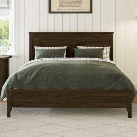 Modern Solid Wood Full Size Platform Bed With Sturdy Wooden Slats Support,No Box Spring Needed, Espresso