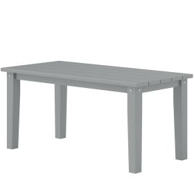 Rectangle Outdoor Coffee Table, HDPE All-Weather Outdoor Patio Table With Slatted Tabletop For Yard, Balcony, Gray
