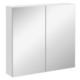 Kleankin Mirrored Medicine Cabinet 24x22 Steel Frame Wall-Mounted Double Doors White