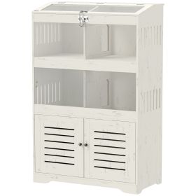 Large Hamster Cage For Multiple Small Pets, Rat Cage With Storage Cabinet, Clear Transparent Panels, Cream White