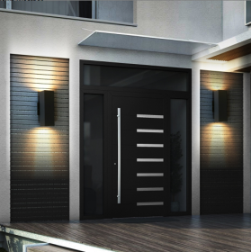2-Pack Outdoor Wall Sconce, Modern Up And Down Weatherproof Wall Light, Black Aluminum Exterior Wall Mount Light Fixture, Ideal For Porch, Patio, Gara