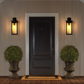 20H Set Of 2 Modern Outdoor Wall Lanterns With Black Metal Frame And Clear Glass, Ambient Light Sensors,Weatherproof Wall Sconces For Porch, Garage, O