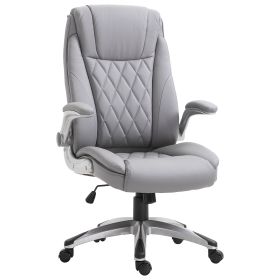 Vinsetto High Back Faux Leather Home Office Chair Rocker With Adjustable Armrest For Home Office, Gray