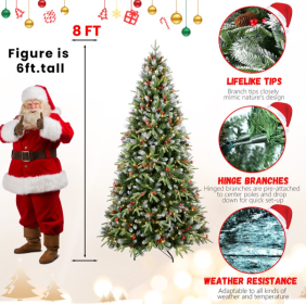 4ft PE PVC Tree Red Fruit 35pcs Pine Cone 35pcs (Option: 8feet PVC hard velvet t)