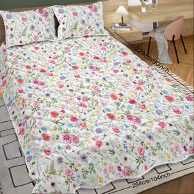 Red Floral Quilt 3 Pieces Microfiber Quilt Sets Lightweight Bedspreads Botanical Coverlets Quilt Bedding Set All Season Quilts Twin Full Queen King Si (Option: King-Pink)