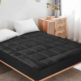 Solid-color Embossed Mattress Bedspread (Option: Black-Full)