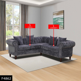Black Flannelette 2-Piece Couch Living Room Sofa Set (Option: F4862 S)