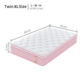 12 Inch Hybrid Mattress Individual Pocket Spring Memory Foam Cool Knitted Cover CertiPUR-US (Option: DL1101TWIN XL)