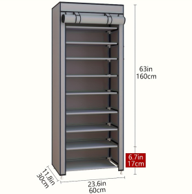 9-Tier High Capacity Shoe Rack Management, With Dust Cover, Space-Saving Entryway Shoe Rack, Easy To Assemble, Suitable For Home Use (Option: Gray)