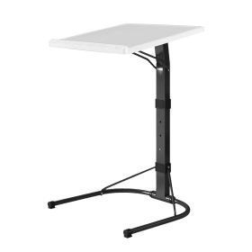 1Pc Folding Tray Table Portable Sofa TV Tray Laptop Desk C Side Adjustable Eating Dinner Coffee Table With 3 Adjustable Heights 3 Angles 55lbs Load Be (Color: White)