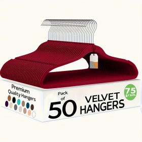 Velvet Hanger 50pack (Color: Red)