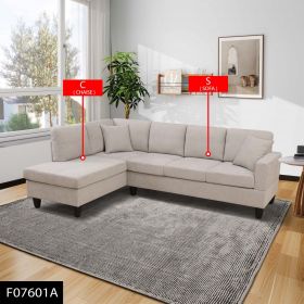 Off-White Short Fur Fluffy Fabric 2-Piece Left Side L-Shaped Living Room Sofa Set--Only Supports Self Pickup (Option: F07601A)
