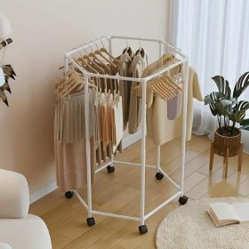 Space-saving Hexagonal Metal Clothes Hanger. Sturdy And Freestanding. Multi-arm Design. Suitable For Bedrooms, Dormitories, And Balconies. Holds A Wid (Color: White)