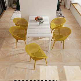 2  Pack Modern Lounge Chairs   Indoor  Outdoor All-Weather PP Plastic, Lightweight For Patio, Beach, Living Room (Option: Earthy Yellow)