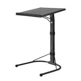 1Pc Folding Tray Table Portable Sofa TV Tray Laptop Desk C Side Adjustable Eating Dinner Coffee Table With 3 Adjustable Heights 3 Angles 55lbs Load Be (Color: Black)